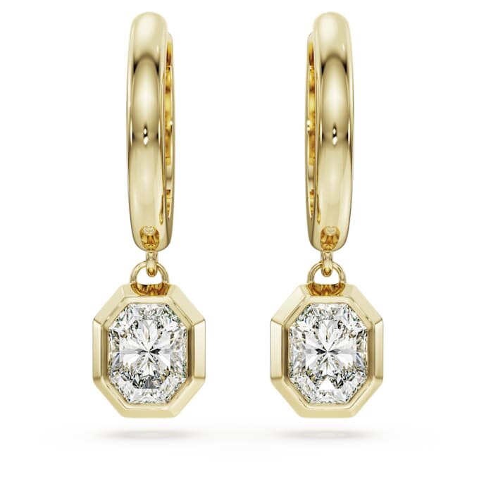 Boucles d’oreilles pendantes octogonales avec diamants synthétiques, 1,0 ct au total, forme octogonale, or jaune 14 carats Boucles d’oreilles pendantes octogonales avec diamants synthétiques, 1,0 ct au total, forme octogonale, or jaune 14 carats
