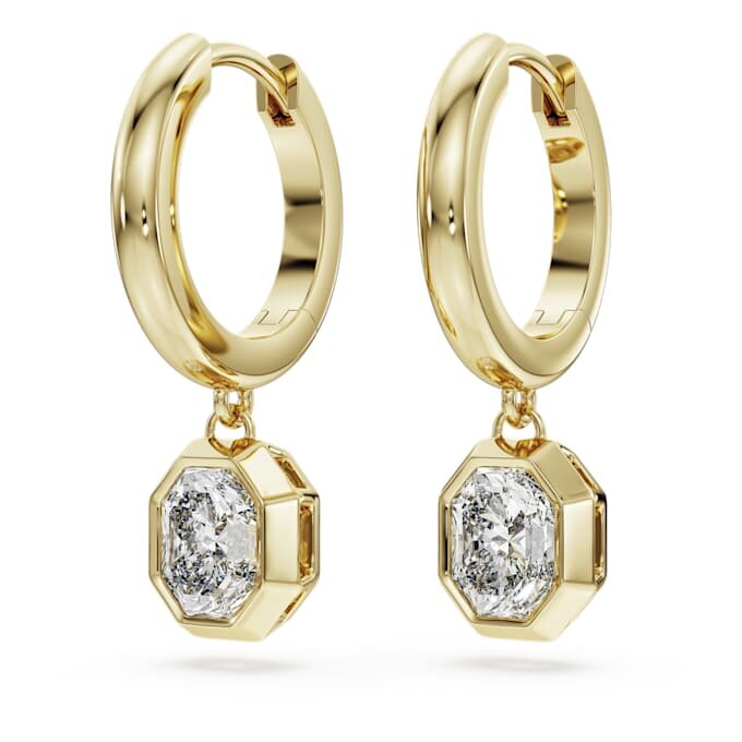 Boucles d’oreilles pendantes octogonales avec diamants synthétiques, 1,0 ct au total, forme octogonale, or jaune 14 carats Boucles d’oreilles pendantes octogonales avec diamants synthétiques, 1,0 ct au total, forme octogonale, or jaune 14 carats
