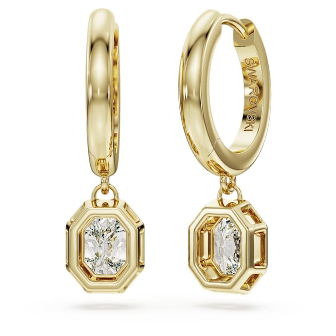 Boucles d’oreilles pendantes octogonales avec diamants synthétiques, 1,0 ct au total, forme octogonale, or jaune 14 carats Boucles d’oreilles pendantes octogonales avec diamants synthétiques, 1,0 ct au total, forme octogonale, or jaune 14 carats