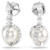 Boucles d’oreilles pendantes « Serpent » avec perle en cristal, tailles variées, Année du Serpent, blanc, plaqué rhodium Boucles d’oreilles pendantes « Serpent » avec perle en cristal, tailles variées, Année du Serpent, blanc, plaqué rhodium