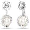 Boucles d’oreilles pendantes « Serpent » avec perle en cristal, tailles variées, Année du Serpent, blanc, plaqué rhodium Boucles d’oreilles pendantes « Serpent » avec perle en cristal, tailles variées, Année du Serpent, blanc, plaqué rhodium