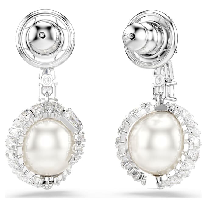 Boucles d’oreilles pendantes « Serpent » avec perle en cristal, tailles variées, Année du Serpent, blanc, plaqué rhodium Boucles d’oreilles pendantes « Serpent » avec perle en cristal, tailles variées, Année du Serpent, blanc, plaqué rhodium