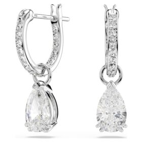 Boucles d’oreilles pendantes Stilla, taille poire, taille ronde, blanches, plaquées rhodium Boucles d’oreilles pendantes Stilla, taille poire, taille ronde, blanches, plaquées rhodium