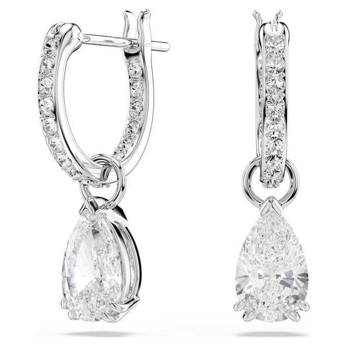 Boucles d’oreilles pendantes Stilla, taille poire, taille ronde, blanches, plaquées rhodium Boucles d’oreilles pendantes Stilla, taille poire, taille ronde, blanches, plaquées rhodium
