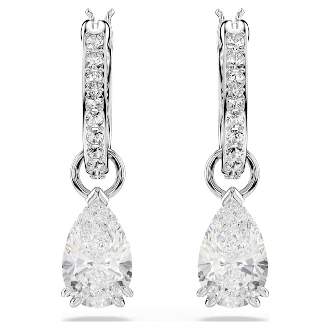 Boucles d’oreilles pendantes Stilla, taille poire, taille ronde, blanches, plaquées rhodium Boucles d’oreilles pendantes Stilla, taille poire, taille ronde, blanches, plaquées rhodium