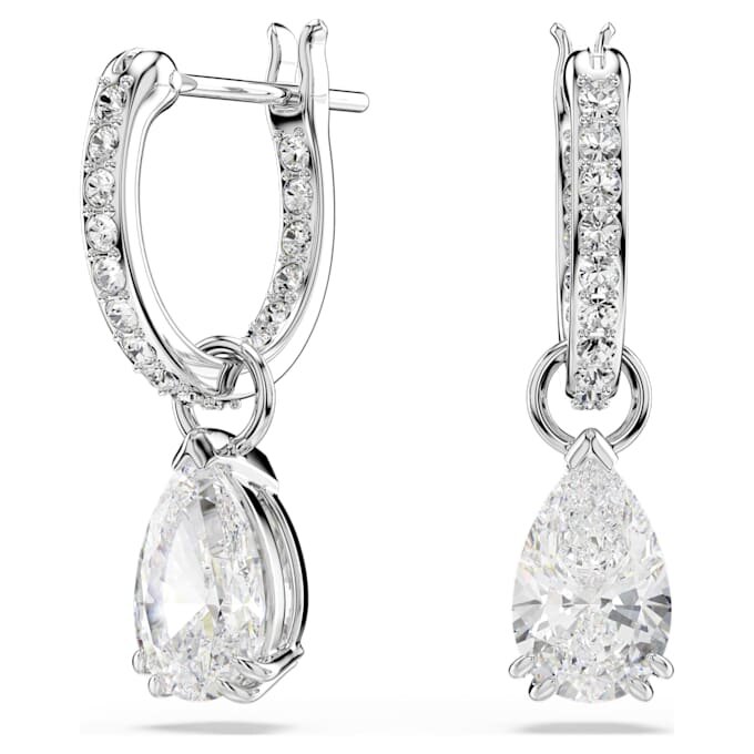 Boucles d’oreilles pendantes Stilla, taille poire, taille ronde, blanches, plaquées rhodium Boucles d’oreilles pendantes Stilla, taille poire, taille ronde, blanches, plaquées rhodium