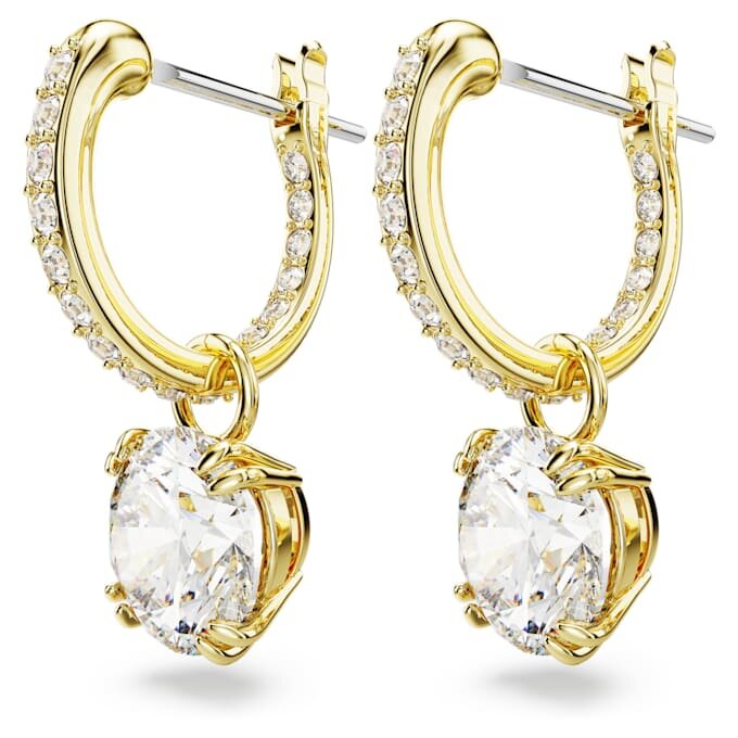 Boucles d’oreilles pendantes Stilla, taille ronde, blanches, plaquées or Boucles d’oreilles pendantes Stilla, taille ronde, blanches, plaquées or
