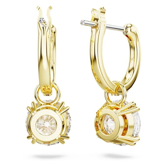 Boucles d’oreilles pendantes Stilla, taille ronde, blanches, plaquées or Boucles d’oreilles pendantes Stilla, taille ronde, blanches, plaquées or