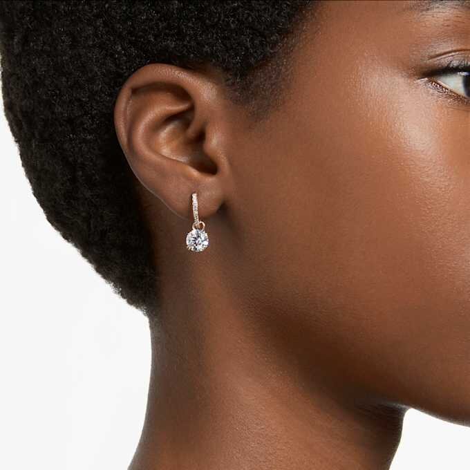 Boucles d’oreilles pendantes Stilla, taille ronde, blanches, plaquées or rose Boucles d’oreilles pendantes Stilla, taille ronde, blanches, plaquées or rose