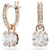 Boucles d’oreilles pendantes Stilla, taille ronde, blanches, plaquées or rose Boucles d’oreilles pendantes Stilla, taille ronde, blanches, plaquées or rose