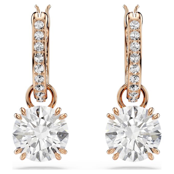 Boucles d’oreilles pendantes Stilla, taille ronde, blanches, plaquées or rose Boucles d’oreilles pendantes Stilla, taille ronde, blanches, plaquées or rose