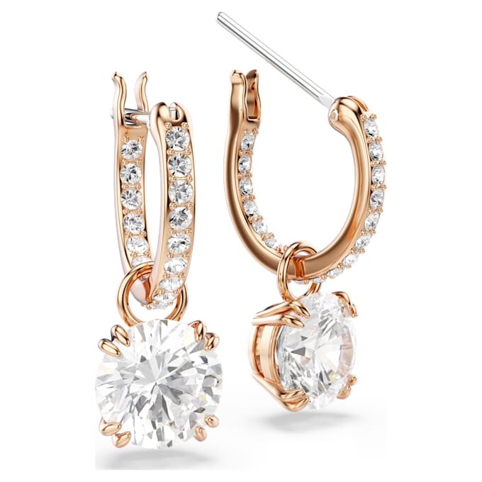 Boucles d’oreilles pendantes Stilla, taille ronde, blanches, plaquées or rose Boucles d’oreilles pendantes Stilla, taille ronde, blanches, plaquées or rose
