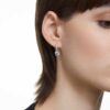 Boucles d’oreilles pendantes Stilla, taille ronde, blanches, plaquées rhodium