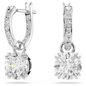 Boucles d’oreilles pendantes Stilla, taille ronde, blanches, plaquées rhodium Boucles d’oreilles pendantes Stilla, taille ronde, blanches, plaquées rhodium