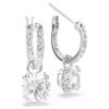 Boucles d’oreilles pendantes Stilla, taille ronde, blanches, plaquées rhodium