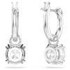 Boucles d’oreilles pendantes Stilla, taille ronde, blanches, plaquées rhodium