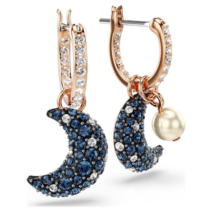 Boucles d’oreilles pendantes Sublima en perles de cristal, design asymétrique, lune, multicolores, plaquées or rose Boucles d’oreilles pendantes Sublima en perles de cristal, design asymétrique, lune, multicolores, plaquées or rose