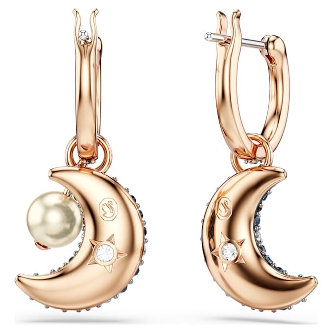 Boucles d’oreilles pendantes Sublima en perles de cristal, design asymétrique, lune, multicolores, plaquées or rose Boucles d’oreilles pendantes Sublima en perles de cristal, design asymétrique, lune, multicolores, plaquées or rose