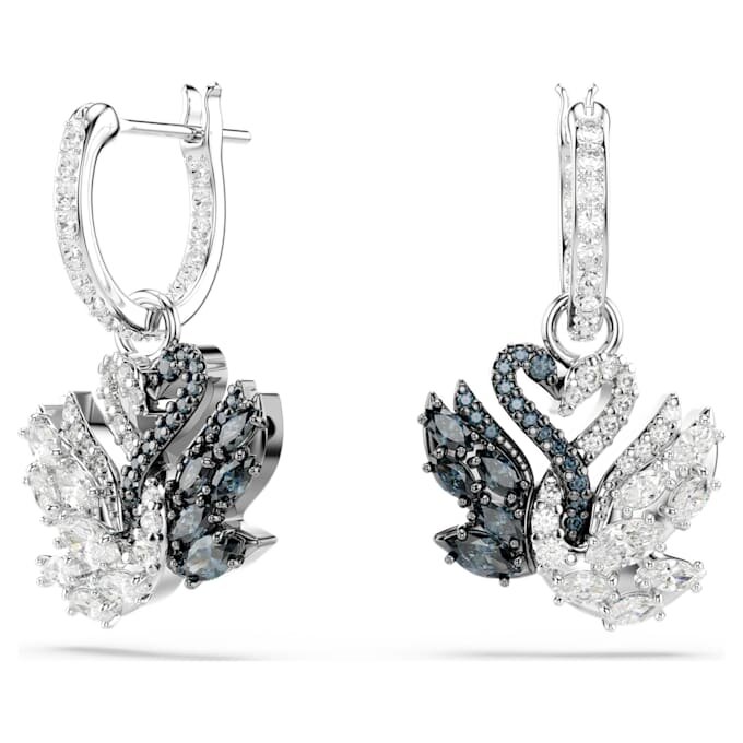 Boucles d’oreilles pendantes « Swan » : cygne, noir, finition métaux mélangés Boucles d’oreilles pendantes « Swan » : cygne, noir, finition métaux mélangés