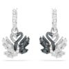 Boucles d’oreilles pendantes « Swan » : cygne, noir, finition métaux mélangés Boucles d’oreilles pendantes « Swan » : cygne, noir, finition métaux mélangés