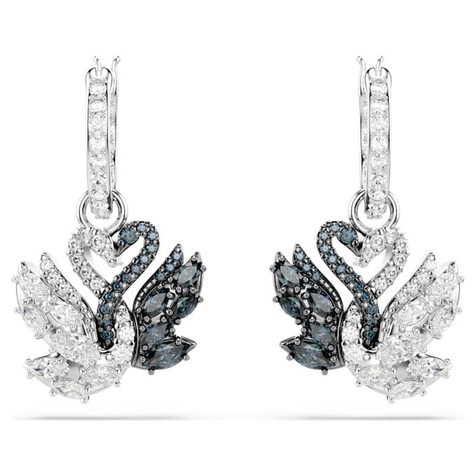 Boucles d’oreilles pendantes « Swan » : cygne, noir, finition métaux mélangés Boucles d’oreilles pendantes « Swan » : cygne, noir, finition métaux mélangés