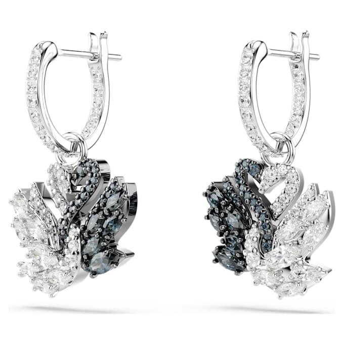 Boucles d’oreilles pendantes « Swan » : cygne, noir, finition métaux mélangés Boucles d’oreilles pendantes « Swan » : cygne, noir, finition métaux mélangés