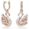 Boucles d’oreilles pendantes « Swan » pavées, cygne, rose Boucles d’oreilles pendantes « Swan » pavées, cygne, rose