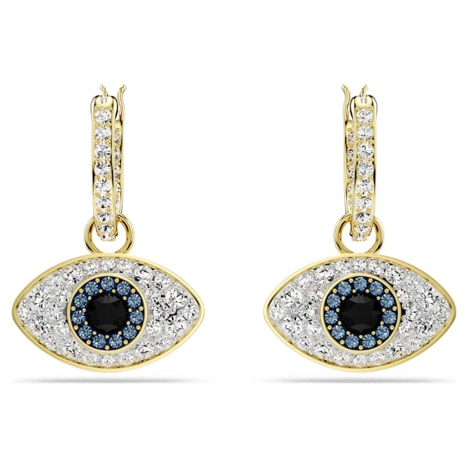 Boucles d’oreilles pendantes Symbolica « Œil maléfique », bleues, plaquées or Boucles d’oreilles pendantes Symbolica « Œil maléfique », bleues, plaquées or