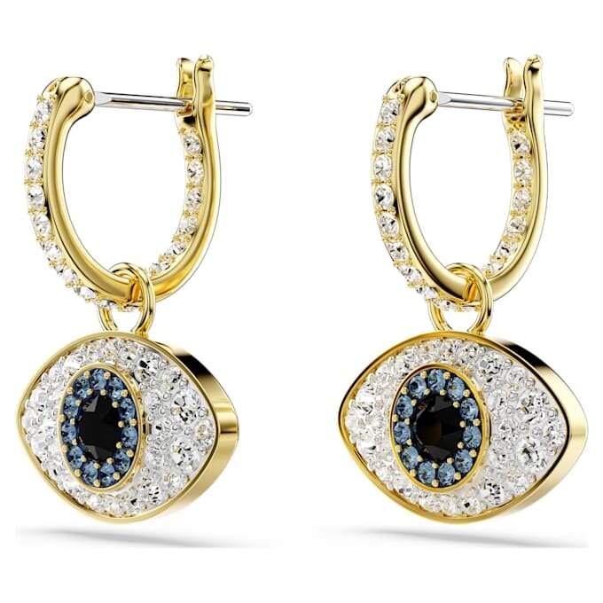 Boucles d’oreilles pendantes Symbolica « Œil maléfique », bleues, plaquées or Boucles d’oreilles pendantes Symbolica « Œil maléfique », bleues, plaquées or
