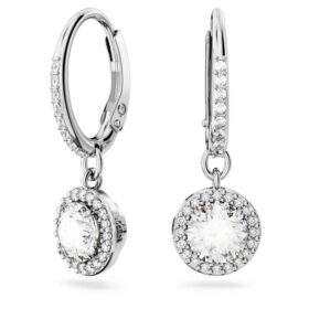 Boucles d’oreilles pendantes Una Angelic, taille ronde, pavé, blanches, plaquées rhodium Boucles d’oreilles pendantes Una Angelic, taille ronde, pavé, blanches, plaquées rhodium