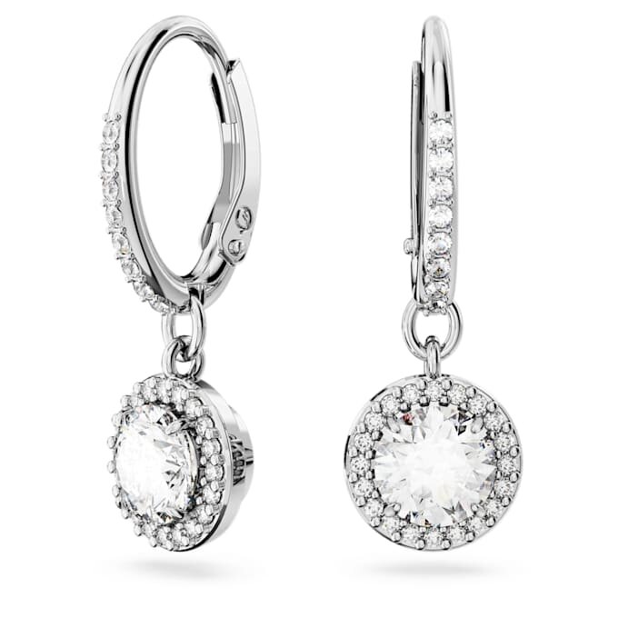 Boucles d’oreilles pendantes Una Angelic, taille ronde, pavé, blanches, plaquées rhodium Boucles d’oreilles pendantes Una Angelic, taille ronde, pavé, blanches, plaquées rhodium