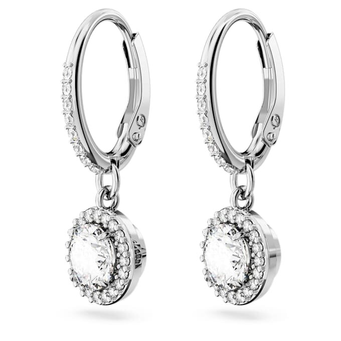 Boucles d’oreilles pendantes Una Angelic, taille ronde, pavé, blanches, plaquées rhodium Boucles d’oreilles pendantes Una Angelic, taille ronde, pavé, blanches, plaquées rhodium