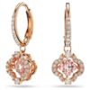 Boucles d’oreilles pendantes Una « Clover », roses, plaquées or rose