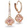 Boucles d’oreilles pendantes Una « Clover », roses, plaquées or rose