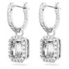 Boucles d’oreilles pendantes Una, taille octogonale, blanches, plaquées rhodium Boucles d’oreilles pendantes Una, taille octogonale, blanches, plaquées rhodium