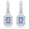 Boucles d’oreilles pendantes Una, taille octogonale, bleues, plaquées rhodium Boucles d’oreilles pendantes Una, taille octogonale, bleues, plaquées rhodium