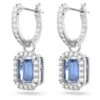 Boucles d’oreilles pendantes Una, taille octogonale, bleues, plaquées rhodium Boucles d’oreilles pendantes Una, taille octogonale, bleues, plaquées rhodium