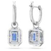 Boucles d’oreilles pendantes Una, taille octogonale, bleues, plaquées rhodium Boucles d’oreilles pendantes Una, taille octogonale, bleues, plaquées rhodium