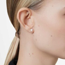Boucles d’oreilles solitaires « Eternity » avec diamants synthétiques, 1 ct au total, forme ronde, or jaune 14 carats