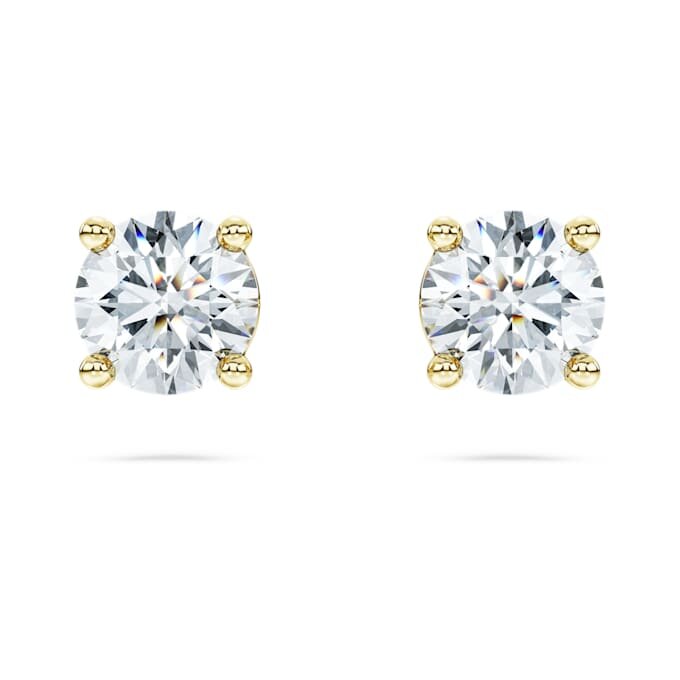 Boucles d’oreilles solitaires « Eternity » avec diamants synthétiques, 1 ct au total, forme ronde, or jaune 14 carats Boucles d’oreilles solitaires « Eternity » avec diamants synthétiques, 1 ct au total, forme ronde, or jaune 14 carats