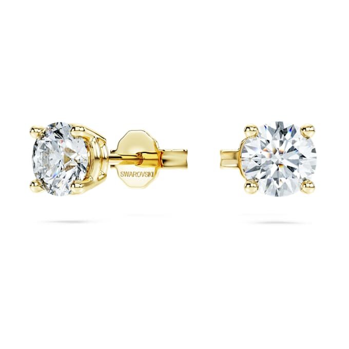 Boucles d’oreilles solitaires « Eternity » avec diamants synthétiques, 1 ct au total, forme ronde, or jaune 14 carats Boucles d’oreilles solitaires « Eternity » avec diamants synthétiques, 1 ct au total, forme ronde, or jaune 14 carats