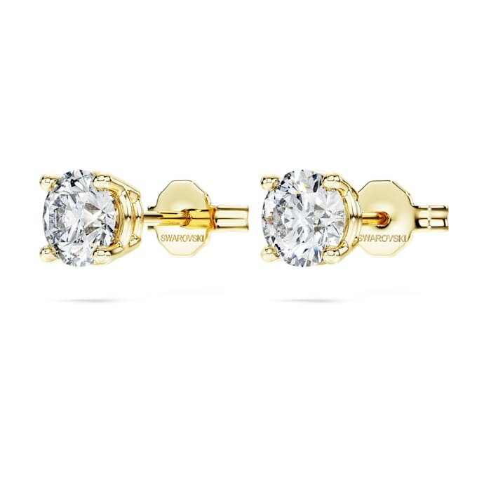 Boucles d’oreilles solitaires « Eternity » avec diamants synthétiques, 1 ct au total, forme ronde, or jaune 14 carats Boucles d’oreilles solitaires « Eternity » avec diamants synthétiques, 1 ct au total, forme ronde, or jaune 14 carats