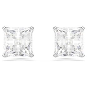 Boucles d’oreilles Stilla Attract, taille carrée, blanches, plaquées rhodium