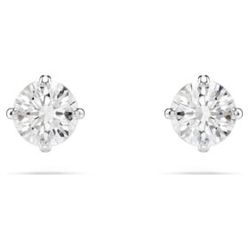 Boucles d’oreilles Stilla Attract, taille ronde, blanches, plaquées rhodium