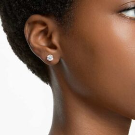 Boucles d’oreilles Stilla à tige, taille ronde, blanches, plaquées or