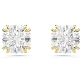 Boucles d’oreilles Stilla à tige, taille ronde, blanches, plaquées or