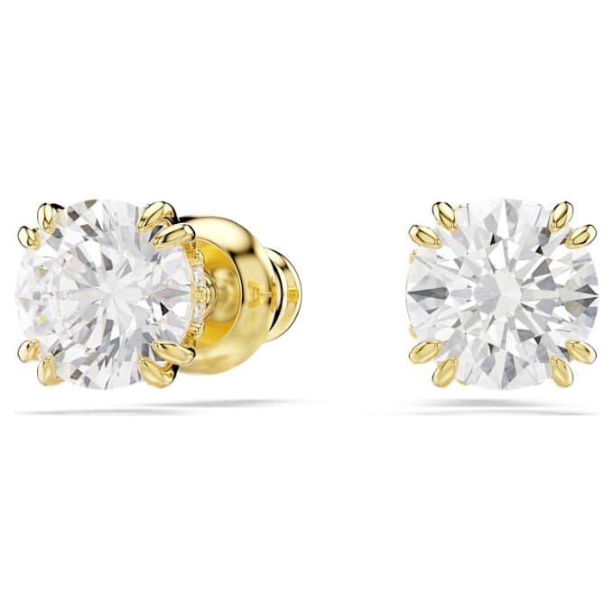 Boucles d’oreilles Stilla à tige, taille ronde, blanches, plaquées or Boucles d’oreilles Stilla à tige, taille ronde, blanches, plaquées or