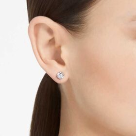 Boucles d’oreilles Stilla à tige, taille ronde, blanches, plaquées rhodium