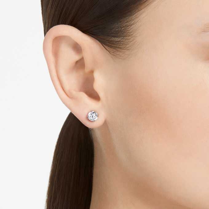 Boucles d’oreilles Stilla à tige, taille ronde, blanches, plaquées rhodium Boucles d’oreilles Stilla à tige, taille ronde, blanches, plaquées rhodium
