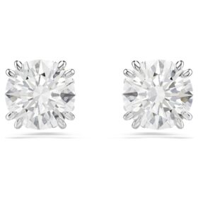 Boucles d’oreilles Stilla à tige, taille ronde, blanches, plaquées rhodium
